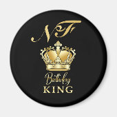 Birthday King Gold Crown Royal Monogram Luxury Magneet (Voorkant)