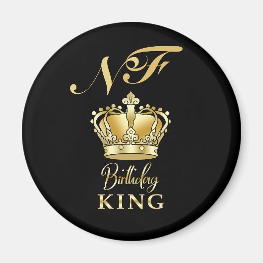 Birthday King Gold Crown Royal Monogram Luxury Magneet (Voorkant)