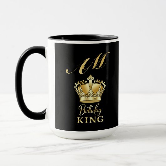Birthday King Gold Crown Royal Monogram Luxury Mok (Links)