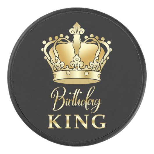 Birthday King Gold Crown Royal Queen Luxury Hockey Puck (Voorkant)