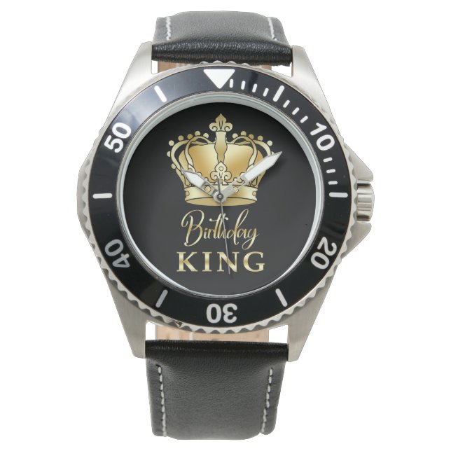 Birthday King Gold Crown Royal Queen Luxury Horloge (Voorkant)