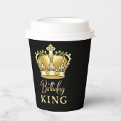 Birthday King Gold Crown Royal Queen Luxury Papieren Bekers (Voorkant)