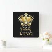 Birthday King Gold Crown Royal Queen Luxury Vierkante Klok (Huis)