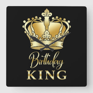 Birthday King Gold Crown Royal Queen Luxury Vierkante Klok