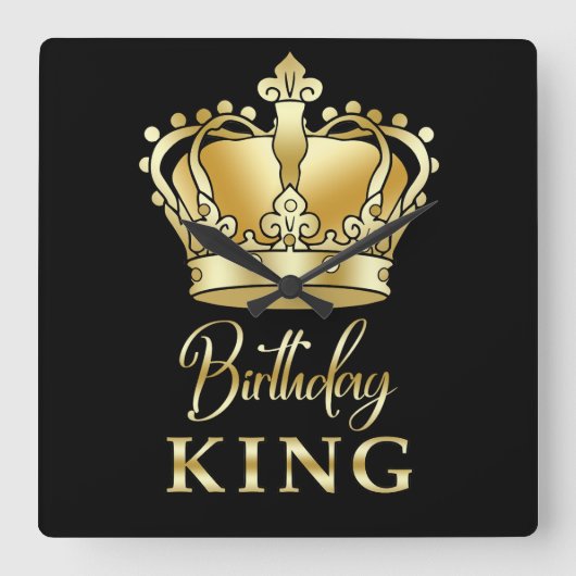 Birthday King Gold Crown Royal Queen Luxury Vierkante Klok (Voorkant)