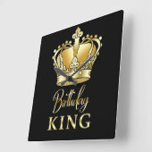 Birthday King Gold Crown Royal Queen Luxury Vierkante Klok (Hoek)
