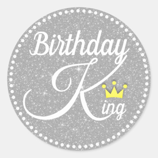 Birthday King Ronde Sticker (Voorkant)