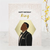 Birthday King | Zwart Wenskaart Kaart (Gele Bloem)