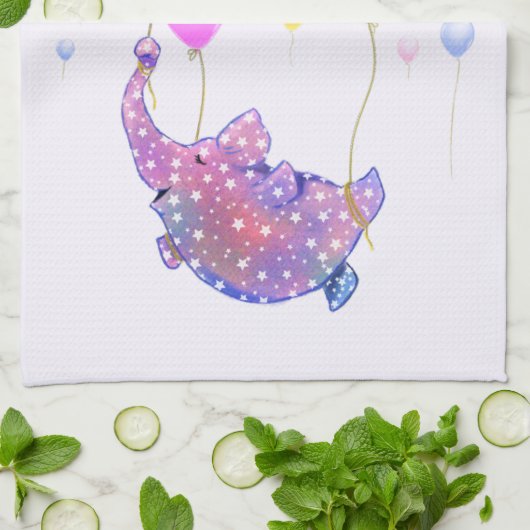 Birthday Kitchen Towels Elephant Flying - Fun Theedoek (Gevouwen)
