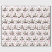 Birthday Kitten in de tuin Cadeaupapier (Vlak)