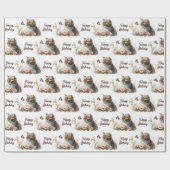 Birthday Kitten met vlinder Cadeaupapier (Vlak)