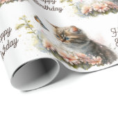 Birthday Kitten met vlinder Cadeaupapier (Rol Hoek)