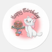 Birthday Kitten Ronde Sticker (Voorkant)
