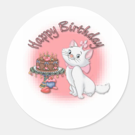 Birthday Kitten Ronde Sticker (Voorkant)