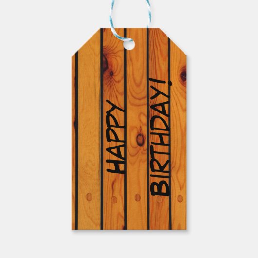 Birthday Klassiek bruin houten scheepsdek Cadeaulabel (Voorkant)