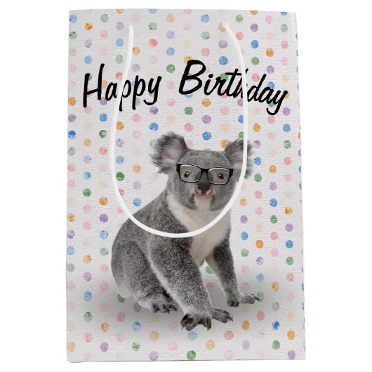 Birthday Koala Beer met bril Medium Cadeauzakje (Voorkant)