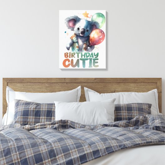 Birthday Koala Design Canvas Afdruk (Insitu (Slaapkamer))