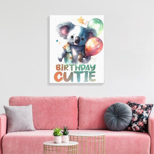 Birthday Koala Design Canvas Afdruk (Insitu (Woonkamer))