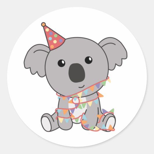 Birthday Koala For Kids A Birthday Classic Round S Ronde Sticker (Voorkant)