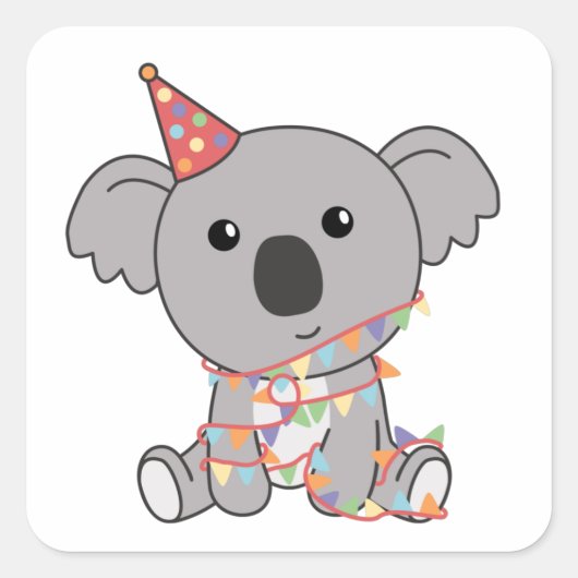 Birthday Koala For Kids A Birthday Square Sticker (Voorkant)