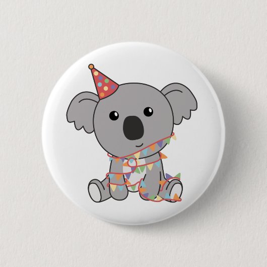 Birthday Koala voor kinderen Een Button van de ver (Voorkant)