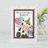 Birthday Koe Uitnodiging (Staand voorkant)