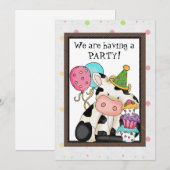 Birthday Koe Uitnodiging (Voorkant / Achterkant)