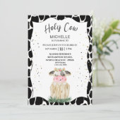 Birthday Koe, uitnodiging voor Cute Girls (Staand voorkant)