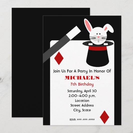 Birthday - konijn in Pet en speelkaart Kaart (Voorkant / Achterkant)