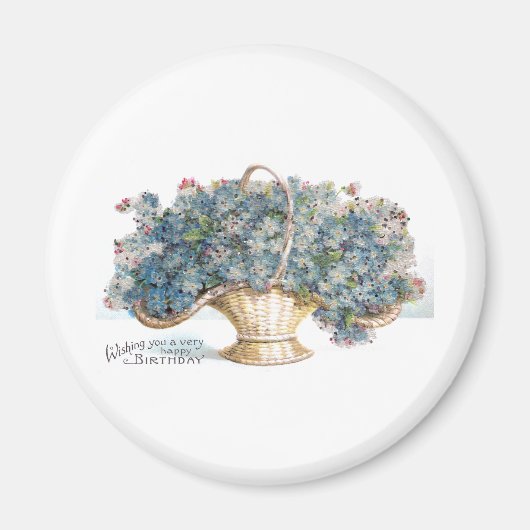  Birthday Kralen Mand van Blue Flowers Magneet (Voorkant)