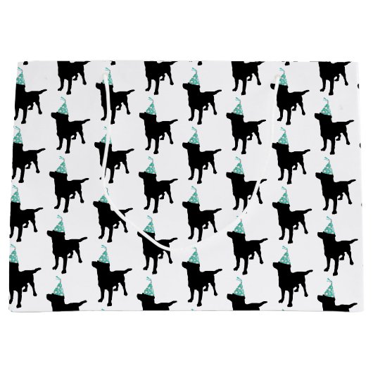 Birthday Labrador Black Dog in Party Pet Groot Cadeauzakje (Voorkant)