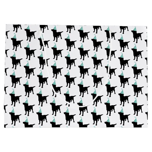 Birthday Labrador Black Dog in Party Pet Groot Cadeauzakje (Achterkant)