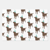 Birthday Labrador Chocolate Dog in Party Pet Inpakpapier Vel (Voorkant 3)