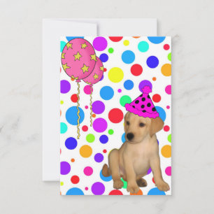 Birthday Labrador Puppy Spots Balloons Kaart