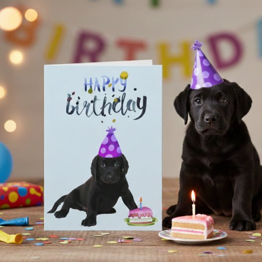 Birthday Labrador Retriever Lab Black Puppy Kaart