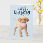Birthday Labrador Retriever Puppy Dog Kaart (Gele Bloem)