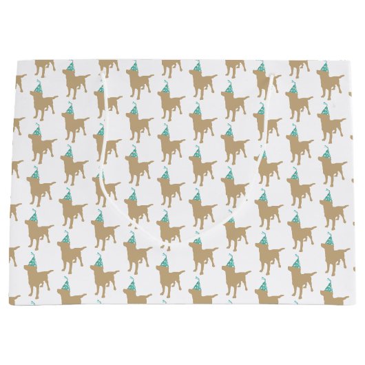 Birthday Labrador Yellow Dog in Party Pet Groot Cadeauzakje (Voorkant)