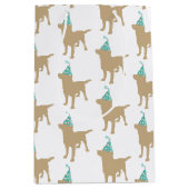 Birthday Labrador Yellow Dog in Party Pet Medium Cadeauzakje (Voorkant)