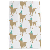 Birthday Labrador Yellow Dog in Party Pet Medium Cadeauzakje (Achterkant)