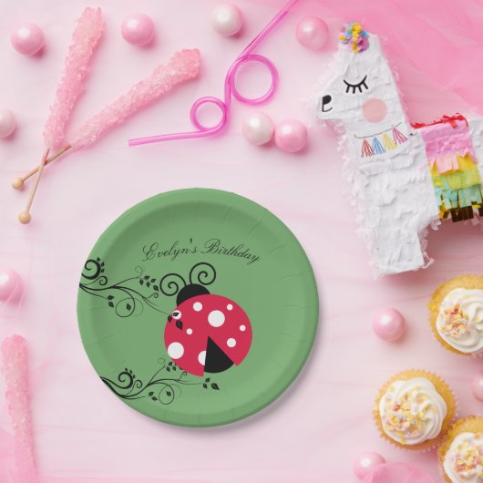 Birthday Lady Bug Paper Borden Ladybug Papieren Bordje (Feest)