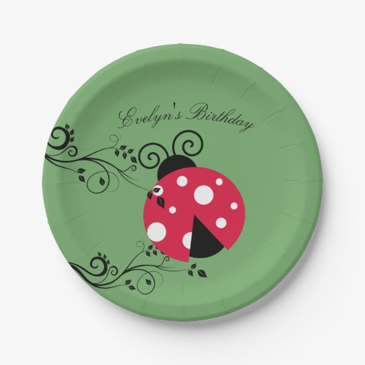 Birthday Lady Bug Paper Borden Ladybug Papieren Bordje (Voorkant)