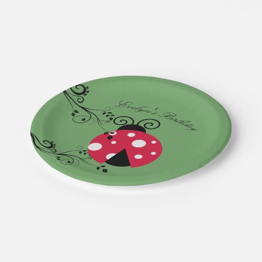 Birthday Lady Bug Paper Borden Ladybug Papieren Bordje (Gekanteld)