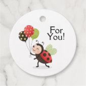 Birthday Ladybug Balloons Favor Tag Bedankjes Labels (Voorkant)