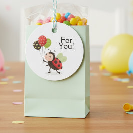 Birthday Ladybug Balloons Favor Tag Bedankjes Labels