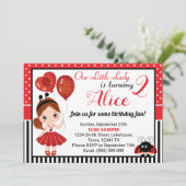 Birthday Ladybug Invitation for Cute Little Girl Kaart (Staand voorkant)