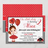 Birthday Ladybug Invitation for Cute Little Girl Kaart (Voorkant / Achterkant)