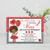 Birthday Ladybug Invitation for Little Girl Kaart (Staand voorkant)