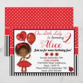 Birthday Ladybug Invitation for Little Girl Kaart (Voorkant / Achterkant)