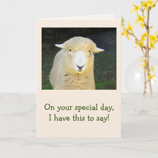 Birthday lammeren en schapenpoëzie kaart (Gele Bloem)