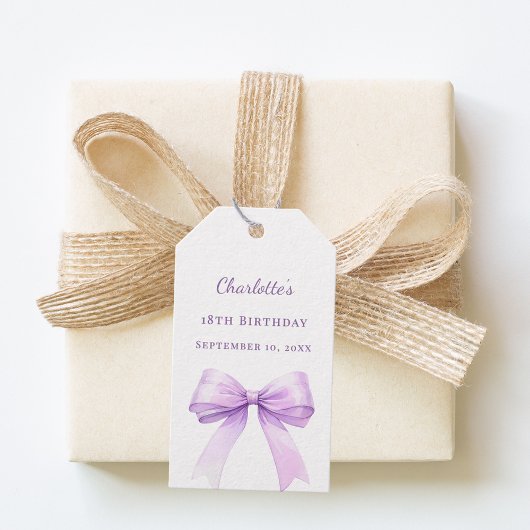 Birthday lavender bow DIY write by hand Cadeaulabel